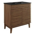 thumbnail image 1 of Modway Render 30" Modern Wood/Ceramic Bathroom Vanity in Walnut/Black, 1 of 9