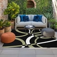 thumbnail image 2 of Black Geometric Outdoor Rug for Patio/Deck/Porch, Non-Slip Large Area Rug 5 x 8 Ft, Modern Sage Green White Striped Art Indoor Outdoor Rugs Washable Area Rugs, Reversible Camping Rug Carpet Runner, 2 of 8