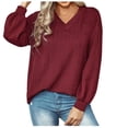 thumbnail image 1 of Tops sólidos de manga larga de ocio con cuello en V de otoño a la moda para mujer Fridja  czfsfas4861, 1 of 9