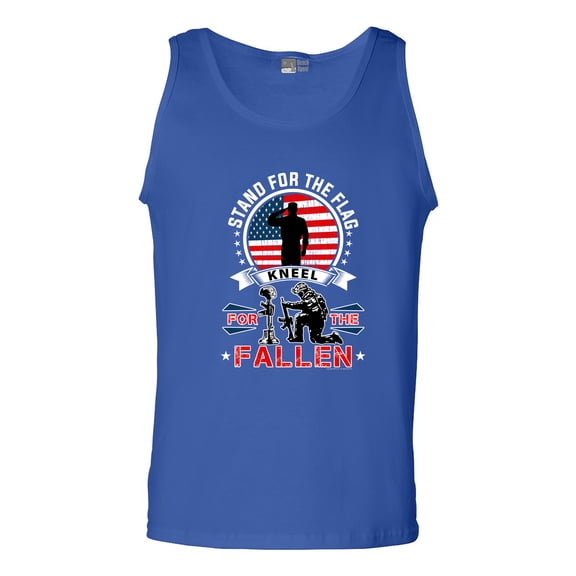 I Stand For The Flag Kneel For The Fallen USA Patriotic DT Adult Tank Top