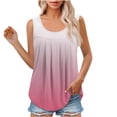 thumbnail image 2 of up to 60% off Gifts Usmixi Womens Tank Tops Fashion Loose Fit Irregular Pleated Hem Ladies Tunic Shirts Summer Trendy Gradient Print Crewneck Sleeveless Shirts Blouse Pink XXL, 2 of 7