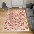 thumbnail image 2 of Paisley Turkish Area Rug, Floral Ornate Pattern Cultural Folk Persian Middle Eastern Illustration, Soft Carpet for Living Room Decor with Distressed Look, 4' X 5.7', Red Eggshell, by Ambesonne, 2 of 4