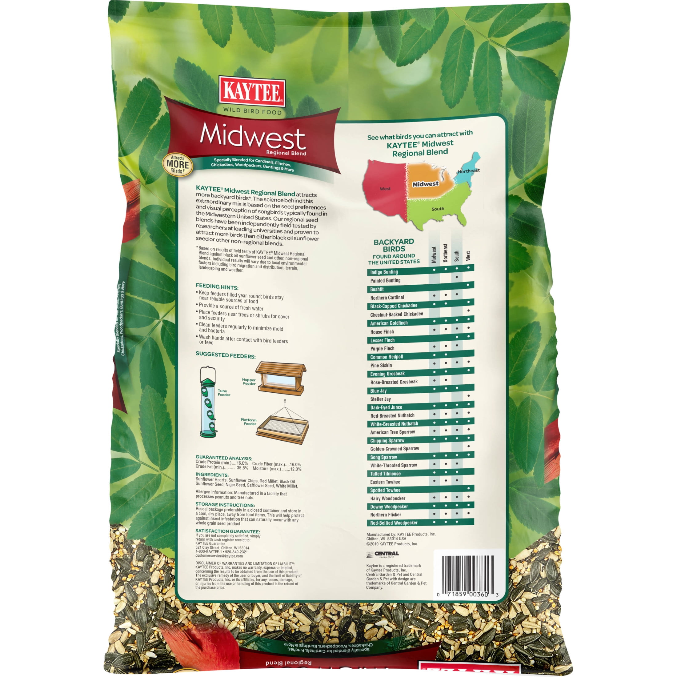 (4 pack) Kaytee Midwest Regional Blend, Dry Wild Bird Feed and Seed, 10 lbs. 1 Pack