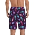 thumbnail image 4 of Lsque Peacock Feathers3 Mens Sleep Pajama Shorts,Short Pajama Pants, Cotton Ultra-Soft Knit-Medium, 4 of 9