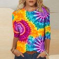 thumbnail image 2 of CYMMPU Tunic Tops 3/4 Sleeve Spring Tops Loose Fit Blouses for Women Dressy Casual Fall Trendy Shirts Tie Dye Ombre Round Neck Lightweight Basic Tees Multicolor XXXL, 2 of 5