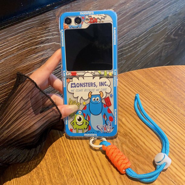 Para Samsung Galaxy Z Flip 5 Funda Plegable Duro De Teléfono A Prueba De Golpes Pantalla De Dibujos Animados Divertido crayon shin-chan PC Caso Colgante Con Pulsera