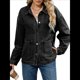 thumbnail image 3 of Chaqueta Vaquera de Otoño-Invierno para Mujer, Camisa de Larga con Botones, Abrigo Holgado de Moda con Bolsillos. Negro y Gris S, 3 of 9