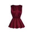 thumbnail image 4 of Blusa Sin Mangas Con Cuello Envuelto Y Volantes En Color Vino, 4 of 22