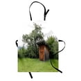 thumbnail image 1 of Outhouse Apron Wooden Little Hut Barn Shed Cottage in Nature Forest Image, Unisex Kitchen Bib Apron with Adjustable Neck for Cooking Baking Gardening, Forest Green Pale Green and Brown, by Ambesonne, 1 of 3