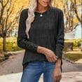 thumbnail image 7 of overalls for Women Solid Color Spring And Winter Base T-shirt With Grooves Brushed Long Sleeves V-neck Button Up Top/shirt Casual Soft Basic Tee Tops Fall Outfit Clothes, 7 of 7