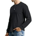 thumbnail image 5 of Men's Casual Knit Button Up Long Sleeve Henley Shirt, Top for Fall Winter, Layering Piece and Versatile Wardrobe Essential,Black,L, 5 of 9