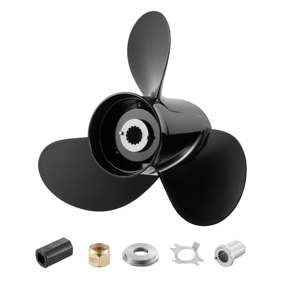 KFFKFF Aluminum Outboard Propeller, 15 Spline Tooth, Compatible with Mercury Engines 40-140 HP, 4-1/4" Gearcase, 3-Blade, RH (Right Hand Rotation), Replacement for OEM Parts No. 48-77346A45