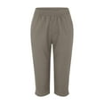 thumbnail image 4 of Uooqdmx Linen Pants Women Capri Pants for Women Non Drawstring Pocket Floral Cotton Linen Casual Pants Comfy Pants Women Gray L, 4 of 7