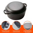 thumbnail image 4 of 2 En 1 Horno Holand&eacute;s Hierro Fundido con Tapa,4.7L Olla Holandesa Redonda,Doble Funci&oacute;n Horno Espesado,con Mango Y Almohadilla de Silicona,para Varias Estufas,Se puede fre&ia, 4 of 7