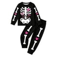 thumbnail image 4 of Kcolen Halloween Gifts Halloween Pajamas 2‑Piece Outfit for Teens, Cute Skeleton Print Long Sleeve Shirt Elastic Long Pants Fall Winter Sleepwear Set, 4 of 8