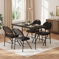 thumbnail image 2 of Rectangle Folding Table, 47.2 Inch Card Table, Multi-Functional Portable PU Leather Table for Indoor Outdoor Dining Panic Patio Balcony Backyard Poolside, Metal Frame, 2 of 9