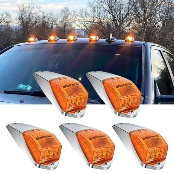 5Pcs 17 LED Amber Cab Marker Light Waterproof Top Roof Running Cab Lights Compatible with Kenworth/Freightliner/Western Star/Mack/International/Paccar Trailer Trucks