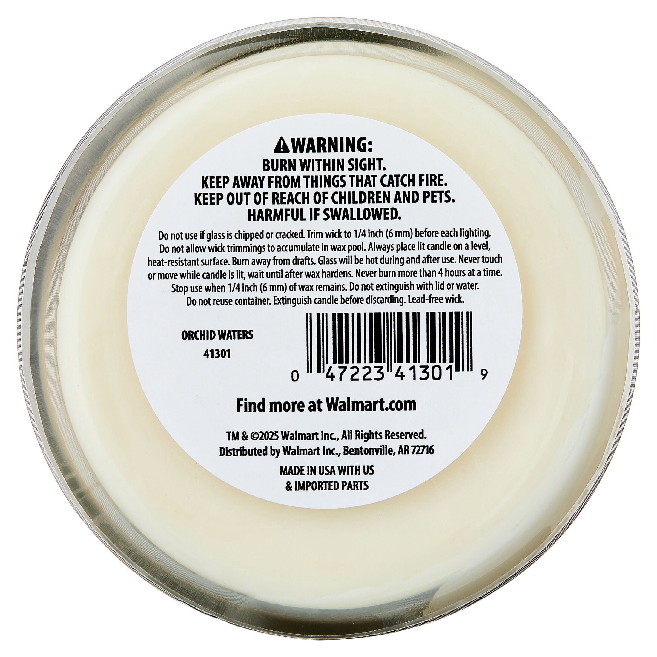 Mainstays 3-Wick Glass Jar Candle with Decorative Wrap, Orchid Waters, 13 oz