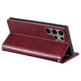 thumbnail image 6 of SaniMore for Samsung Galaxy S22 Ultra PU Leather Case, Wallet Design with Card Slots Cash Pocket [Wrist Strap] Flip kickstand Full Body Protection Magnetic Closure Business TPU Shell, Winered, 6 of 11