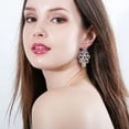 thumbnail image 5 of Silver Plated Yellow Cubic Zircon Crystal Flower Earrings Bridal Fashion Jewelry, 5 of 9
