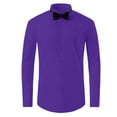 thumbnail image 4 of IROINNID Men Pleated Front Turndown Collar Button Front Long Sleeve Tuxedo Dress Shirt with Matching Bow Tie formal Wedding Banquet Ceremony Top(Purple,3XL), 4 of 8