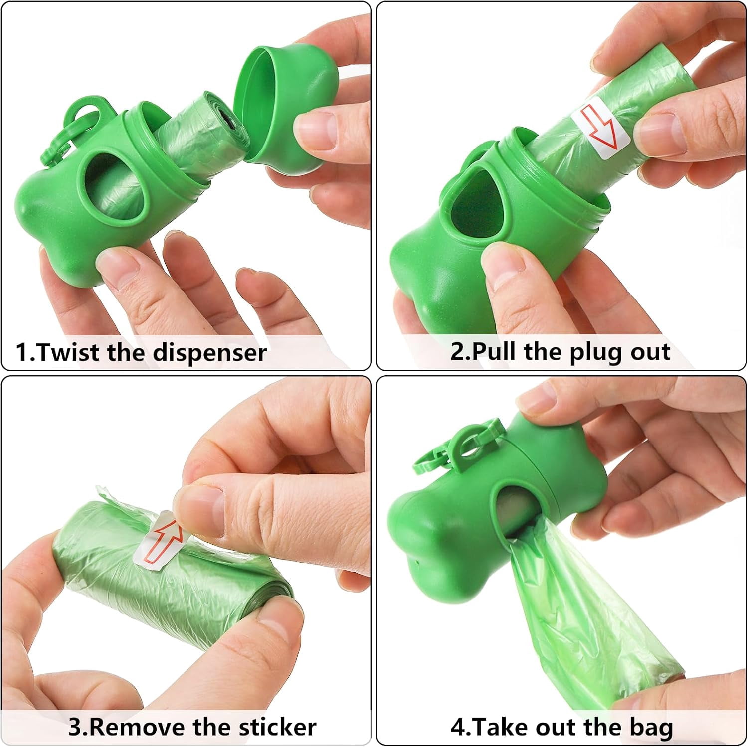 56 Pack Dog Poop Trash Bag Holder Dispenser Dog Poop Waste Bag Holder, Leak Proof, Dispenser Pet Waste Disposal Bag for Leash with Hook, PET Waste Bags for Walking Dogs Outdoor, Multiple Colors
