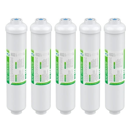 

Inline Water Filter Membrane Solutions 1/4 Quick-Connect Replacement Water Filter Cartridge for Refrigerator & Ice Maker Post-Carbon Filter for Reverse Osmosis Water System 5 Pack