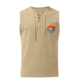 thumbnail image 3 of Camisetas de Verano para Hombre, Corbata Casual de Color Sólido sin Mangas Cuello Redondo Camiseta de Camiseta Hecha de 60% Algodón 40% Lino, Bajo Camisetas para Hombres, 3 of 4