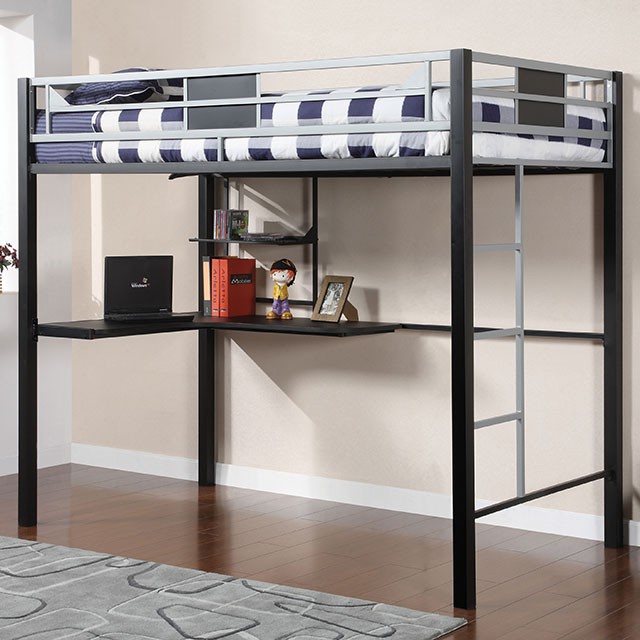 Contemporary Full Size Loft Bed With Workstation And Side Ladders