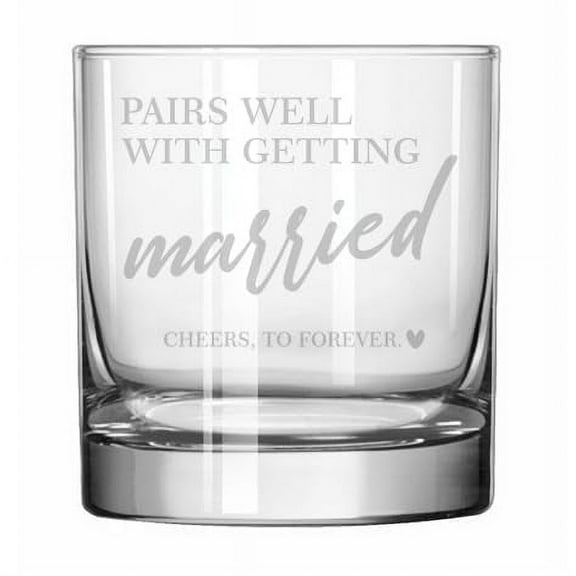 11 oz Rocks Whiskey Old Fashioned Glass Gift Pairs Well With Getting Married Wedding Engagement For Couple