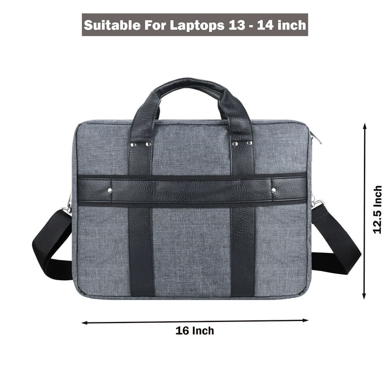 Universal 14 inch Laptop Briefcase Bag Water Resistant Shoulder Messenger Bag with Dual Compartments Leather Handles Luggage Strap Front Pocket Walmart