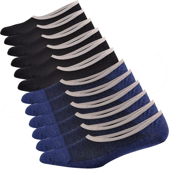 CAILDANL Genuine Mens No Show Socks, Loafer Sneakers Low Cut Cotton Socks With Non Slip Grips
