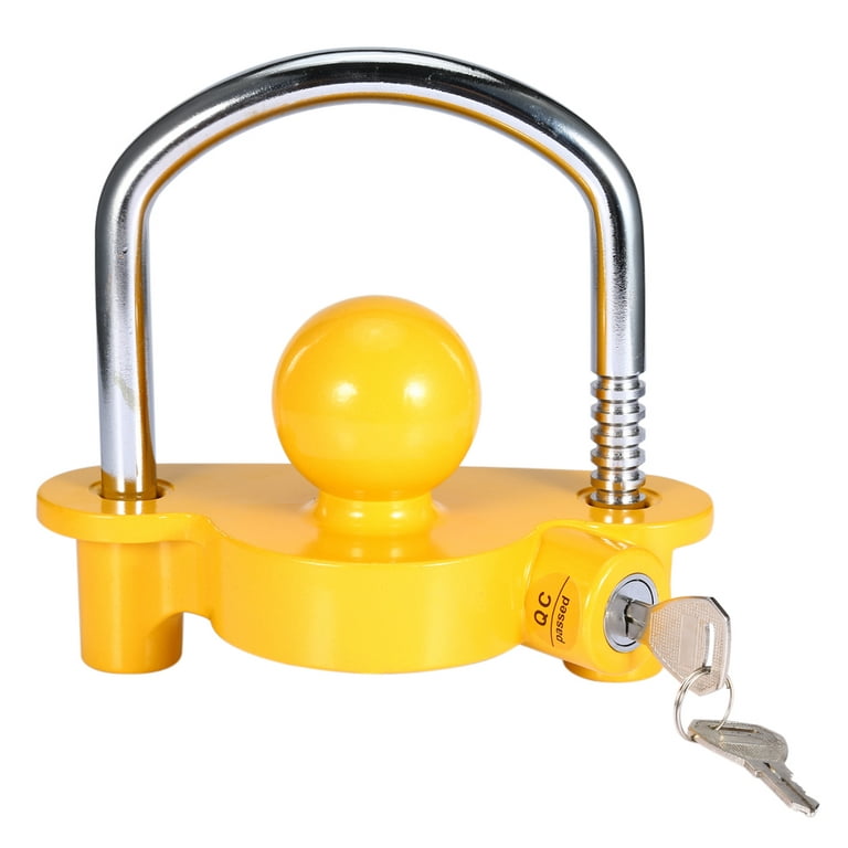 etrailer Trailer Coupler Lock - Flat Lip 1-7/8 and 2 Ball Couplers -  Aluminum - Yellow