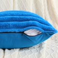 thumbnail image 3 of SURJDE Royal Blue Striped Decorative Throw Pillow Covers 22x22 Inch Set of 2,Square Fall Decorations Couch Pillow Case,Soft Cozy Faux Rabbit & Velvet Back,Modern Home Decor for Bed, 3 of 6