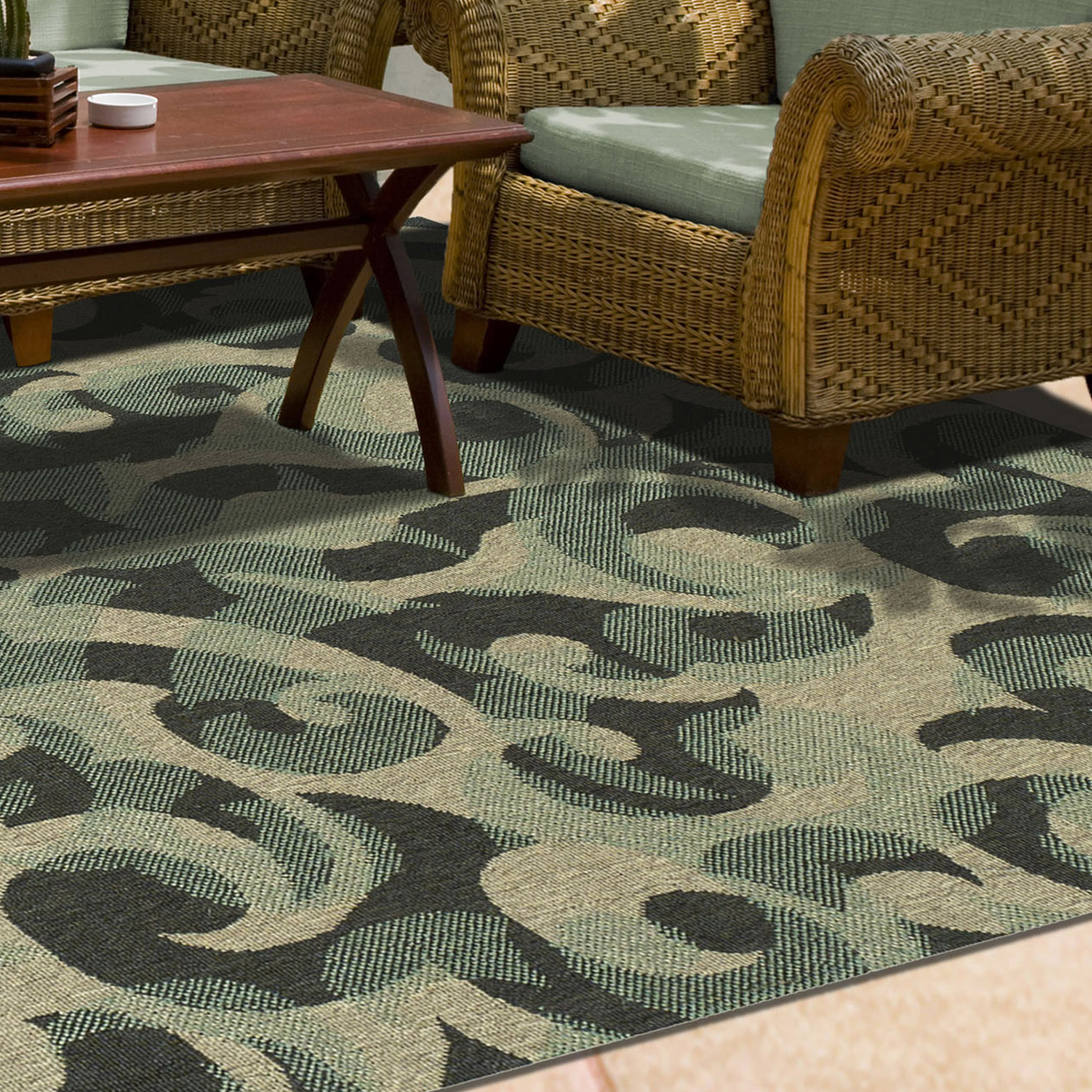 BNM Vintage Damask Indoor Outdoor Area Rug, 4' x 6', Blue