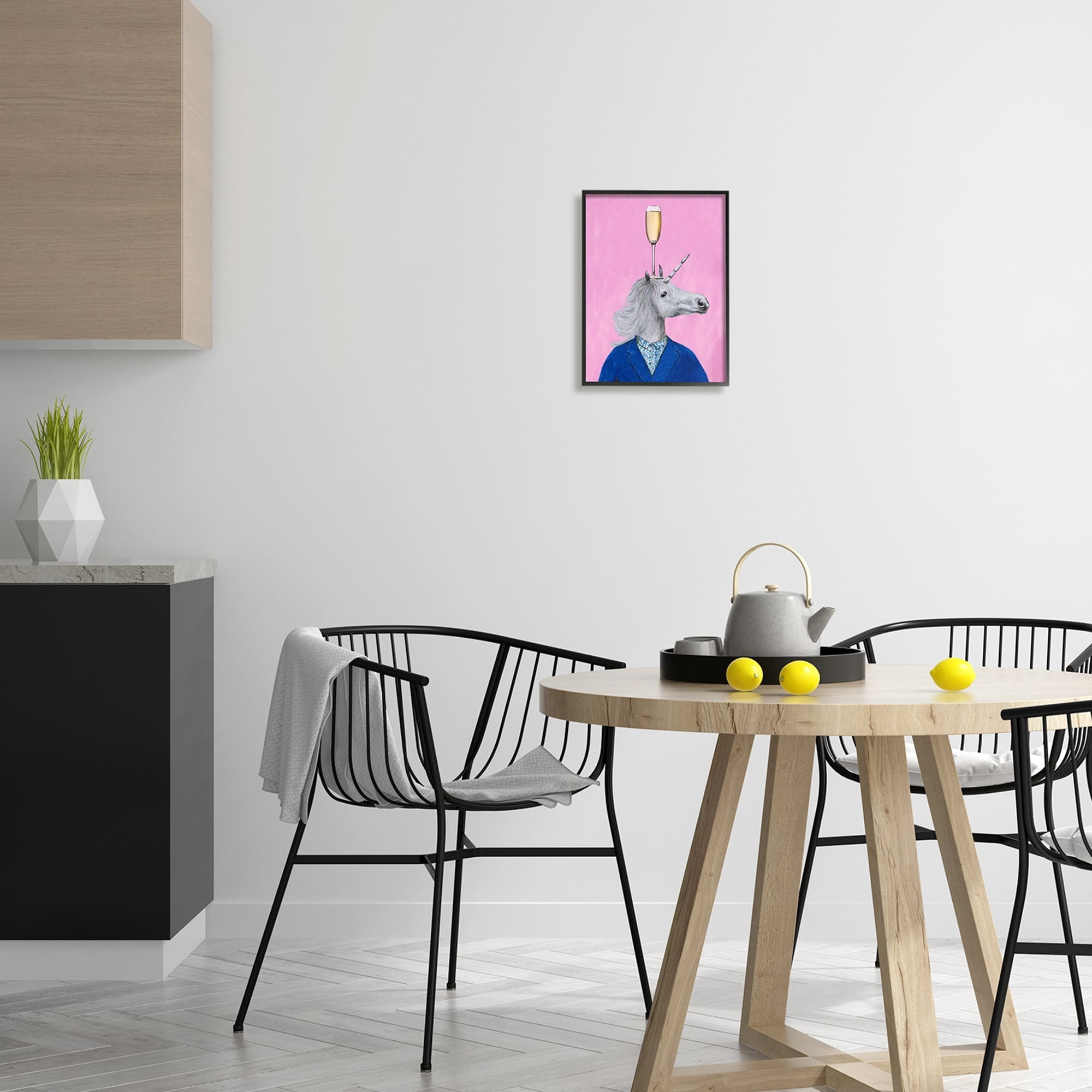 Stupell Industries Unicorn Wearing Suit Pink Background Champagne Glass , 11 x 14, Design by Coco de Paris