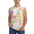 thumbnail image 2 of Goofa Retro Colorful Butterfly Printed Men's Sleeveless T-Shirt - Athletic Gym Workout Tank Top for Men - Moisture-Wicking, UPF 30+ Quick-Dry Muscle Tee-Small, 2 of 8