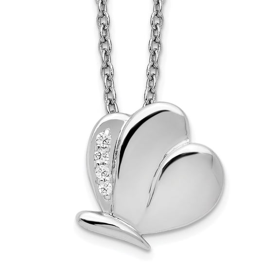 Auriga 925 Sterling Silver 1 mm Rhodium-Plated Diamond Butterfly Necklace for Women 20"