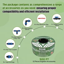 500FT 5/8 Inch 16 Mil Drip Tape Irrigation Kit, 6" Spacing Roll 16 Mil Drip Tape Irrigation, Durable Reinforced PE Material Anti-Bird Pecking Silver Anti-Burning Seedlings Drip Irrigation System