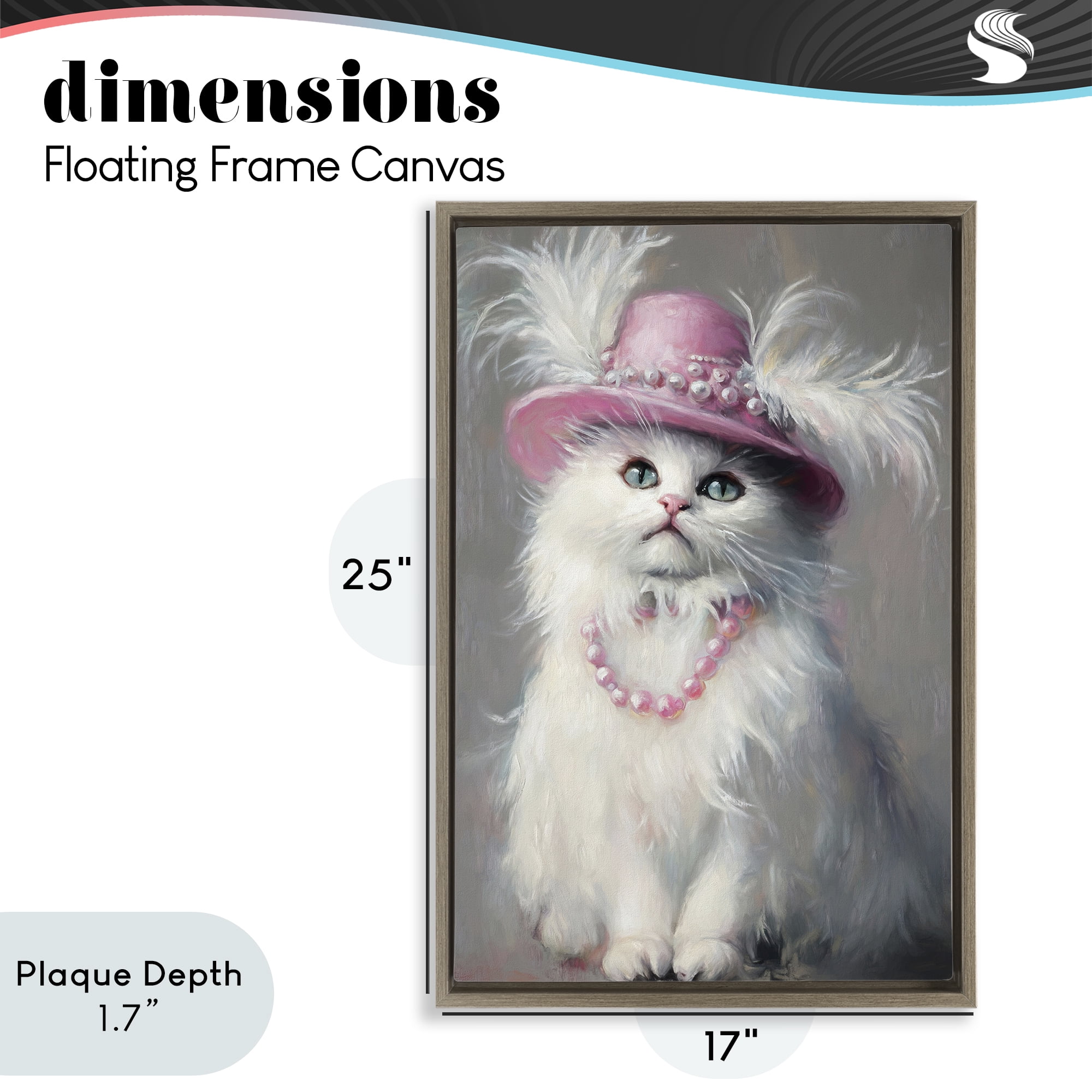 Stupell Industries Beautiful Brigitte Cat Brown Framed Floater Canvas Wall Art, design by Tina LeCour