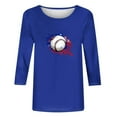 thumbnail image 3 of DDAPJ pyju 3/4 Sleeve Tops for Women Baseball Print T-shirts 4th of July Patriotic Shirts Stars Stripes Graphic Tees Loose Fit Mid-length Casual Workout Crewneck Tee Top Blue L, 3 of 4