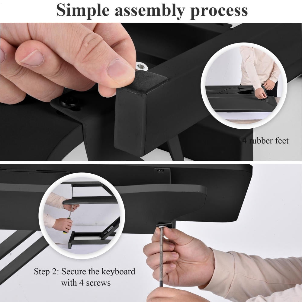 TOHU Standing Desk Converter, Height Adjustable Manual Pneumatic Spring Workstation with Keyboard Tray, for Home, School, Black