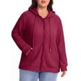 thumbnail image 3 of Cueply Plus Size Zip Up Hoodie for Women Lightweight Ribbed Knit Jacket Long Sleeve Sweatshirt with Pockets Casual Fall Winter Outerwear, 3 of 8
