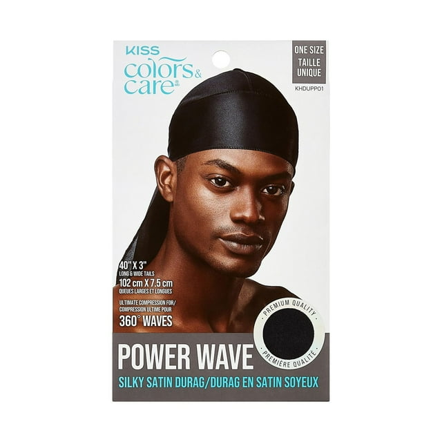 KISS - Colors & Care Power Wave Silky Satin Durag, Black