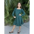 thumbnail image 3 of Oudiya Girls Long Sleeve Fall Dresses Formal Party Holiday Swing Flowy Ruffle Midi Dress, 5-13Y, 3 of 8