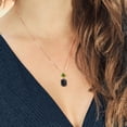 thumbnail image 3 of Gem Stone King 18K Rose Gold Plated Silver Black Onyx and Green Peridot Pendant Necklace for Women (3.33 Cttw, Gemstone December Birthstone, Cushion Cut: 10X8MM and 5MM, with 18 inch Silver Chain), 3 of 3