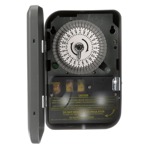 Woods 59101WD 120V 40A SPST Indoor 24-Hour Mechanical Time Switch Timer with Metal Box