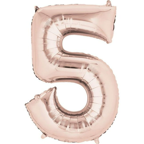 Anagram 87801 34 in. Rose Gold Number 5 Super Shape Foil Balloon