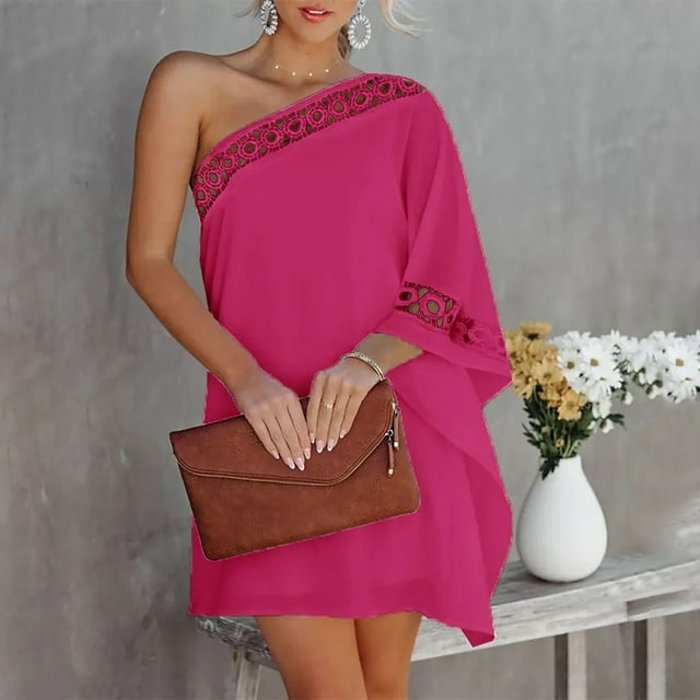 Fankiway Robe en Dentelle à Épaules Assorties pour Femmes Manches Courtes Robe Longueur Genou Grande Taille pour Femmes Rondes Robes de Printemps pour Femmes 10861