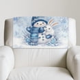 thumbnail image 5 of COEQINE Non-Slip Recliner Headrest Protector Faux Leather Sofa Headrest Covers Waterproof Head Rest Covers with Adhesive Backed Hook and Loop Straps, 17x27 Inch, Snowman Bunny Blue, 5 of 7